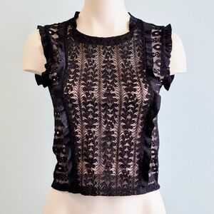 4️⃣/$2️⃣9️⃣ Zara Black Lace Sleeveless Blouse